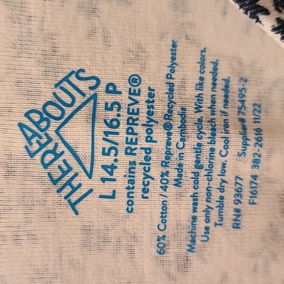 THEREABOUTS GIRLS BLACK AND WHITE FLORAL SHORT SLEEVE TOP SIZE LARGE 14.5/16.5P - Picture 6 of 7